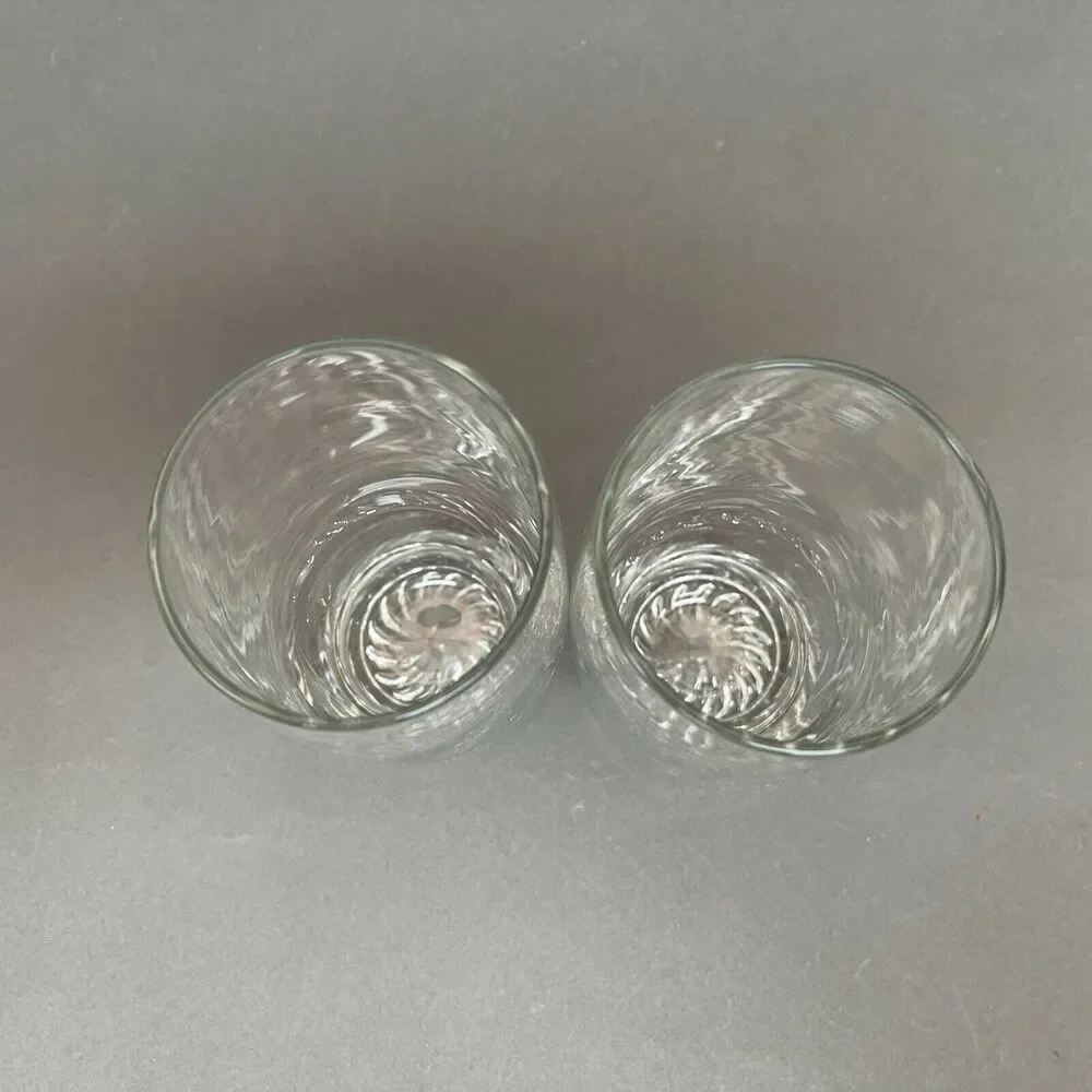 Vintage Highball Clear Glass Glasses Swirl‎ on Heavy Bottom 6 3/8